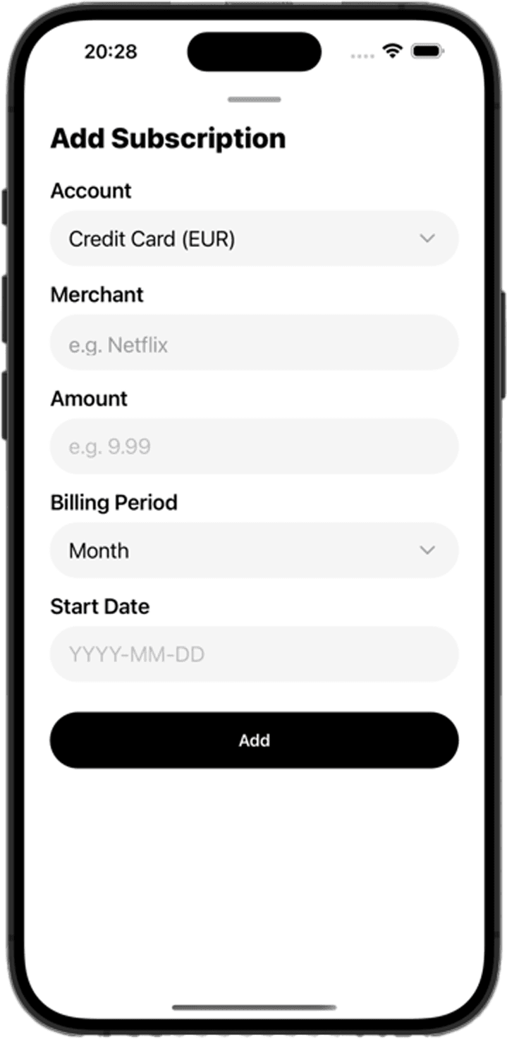 Manage Subscriptions screenshot